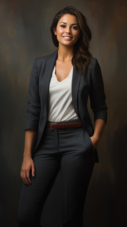 Young beautiful businesswoman in business suitの素材