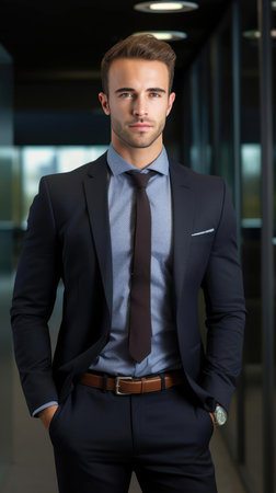 Young handsome businessman in business suitの素材