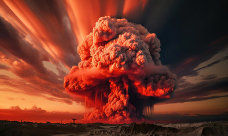 Explosion in the city at nightの素材