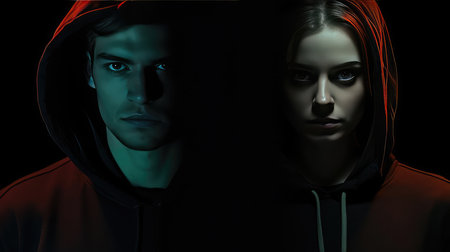 A man and a woman togetherの素材