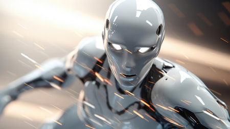 Robot superhero in motionの素材