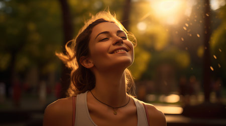 Beautiful young woman doing sportsの素材