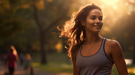 Beautiful young woman doing sportsの素材