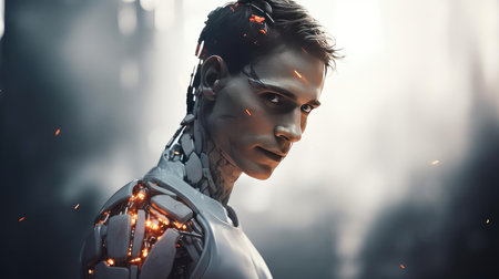 Portrait of a beautiful humanoid robotの素材