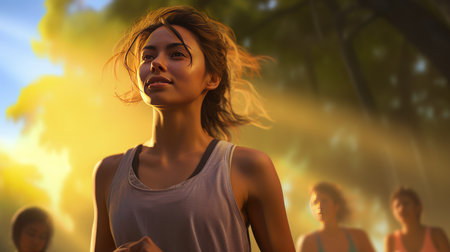 Beautiful young woman doing sportsの素材