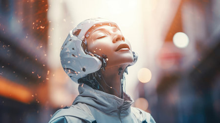 Portrait of a beautiful humanoid robotの素材