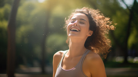 Beautiful young woman doing sportsの素材