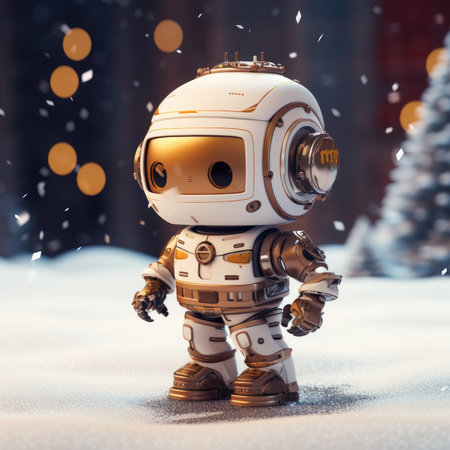 Little robot outdoors in winterの素材