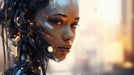 Portrait of a beautiful humanoid robotの素材