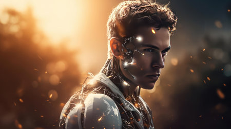 Portrait of a beautiful humanoid robotの素材