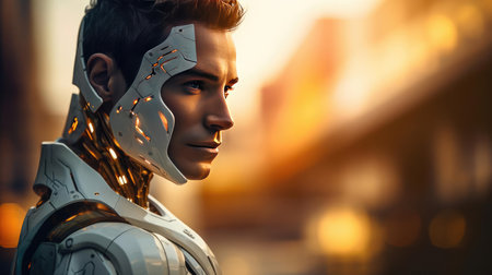 Portrait of a beautiful humanoid robotの素材