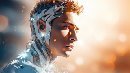 Portrait of a beautiful humanoid robotの素材