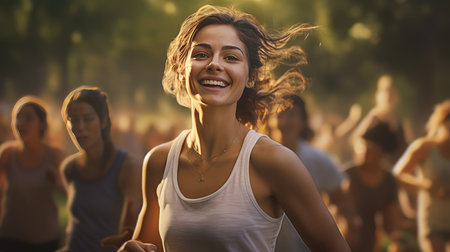 Beautiful young woman doing sportsの素材