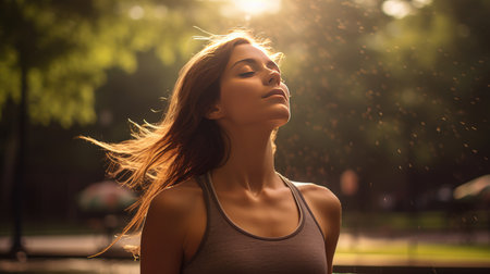 Beautiful young woman doing sportsの素材