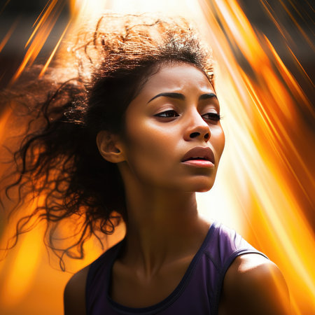 Beautiful young woman doing sportsの素材