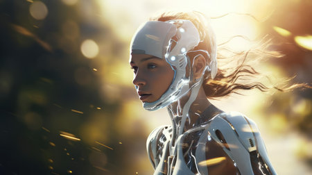 Portrait of a beautiful humanoid robotの素材