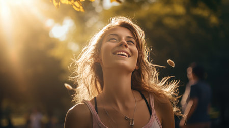Beautiful young woman doing sportsの素材