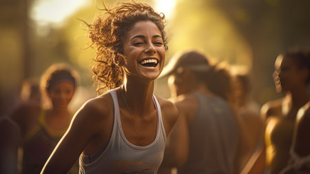 Beautiful young woman doing sportsの素材