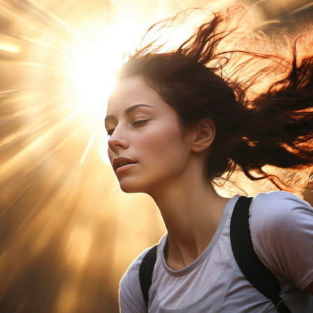 Beautiful young woman doing sportsの素材