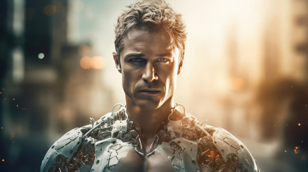 Portrait of a beautiful humanoid robotの素材