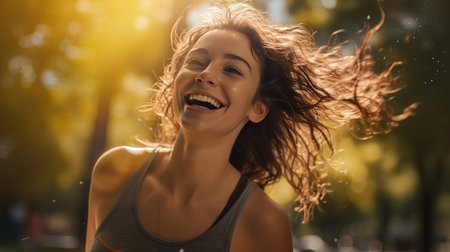Beautiful young woman doing sportsの素材