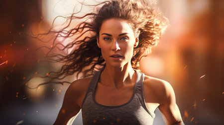 Beautiful young woman doing sportsの素材