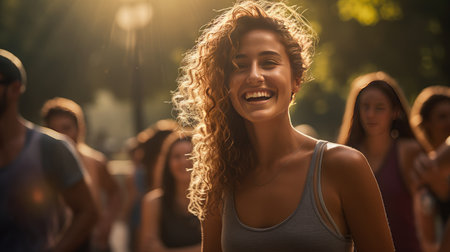 Beautiful young woman doing sportsの素材