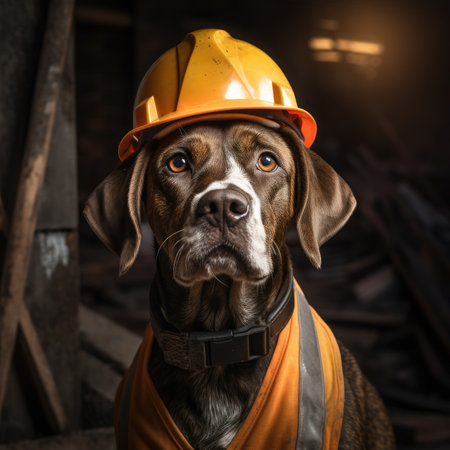 Dog in a construction helmetの素材