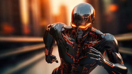 Robot superhero in motionの素材