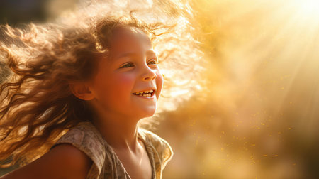 A girl runs at a training session on the streetの素材