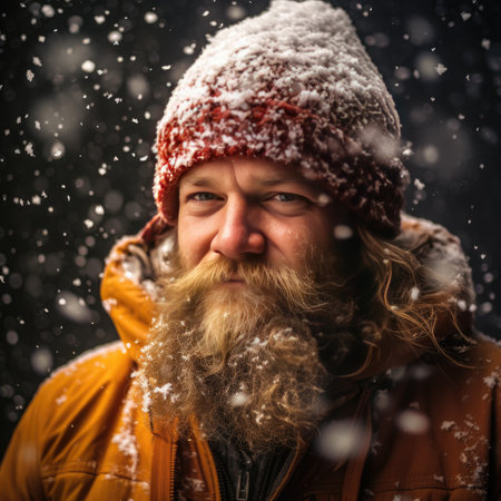 Man on the street in winterの素材