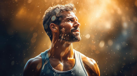 Beautiful young man doing sportsの素材