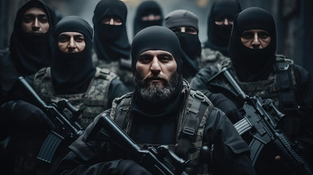 A group of terrorists with weaponsの素材