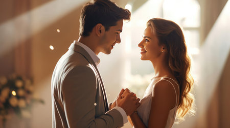 A man and a woman confess their love to each otherの素材