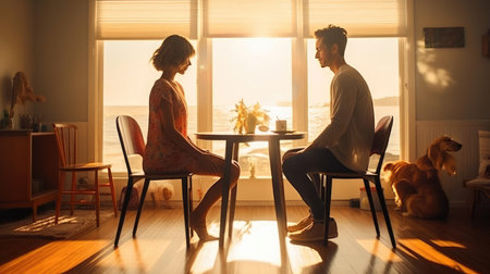 A young man and a woman. Relationship as a coupleの素材