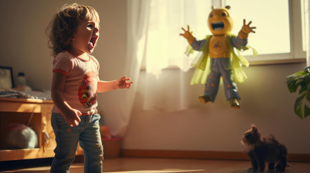 A frightened child screamsの素材