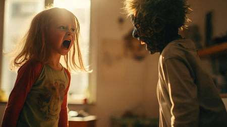A frightened child screamsの素材