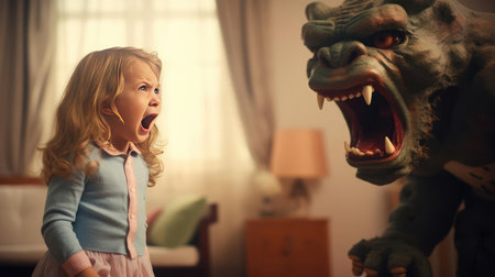 A frightened child screamsの素材