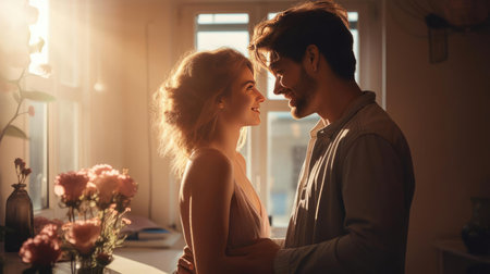 A man and a woman confess their love to each otherの素材