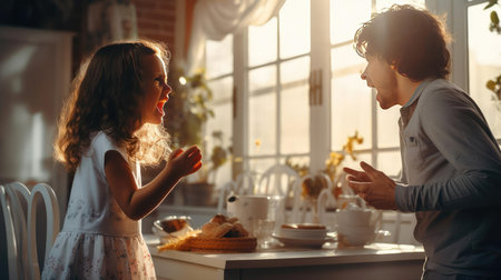 Adult man yelling at childの素材