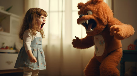 A frightened child screamsの素材