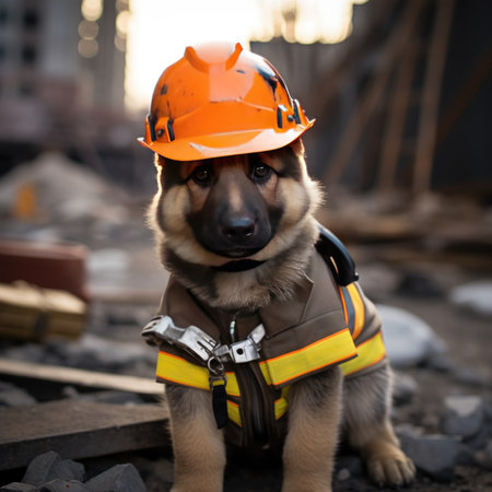 Dog in a construction helmetの素材