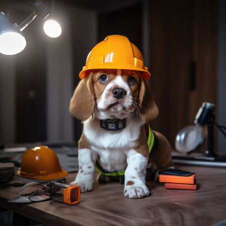 Dog in a construction helmetの素材
