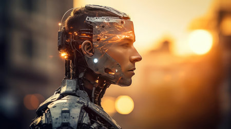Portrait of a beautiful humanoid robotの素材