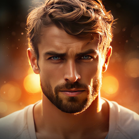 Beautiful young man doing sportsの素材