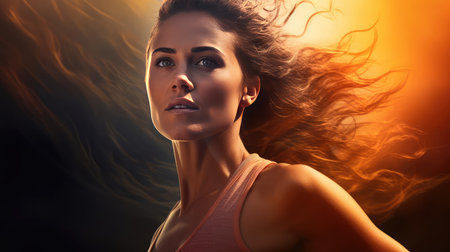 Beautiful young woman doing sportsの素材