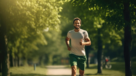 Man doing sports in the parkの素材
