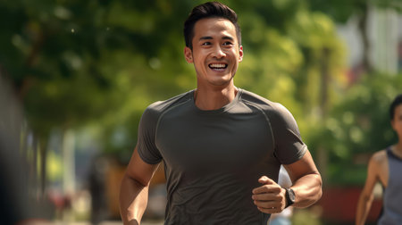 Man doing sports in the parkの素材