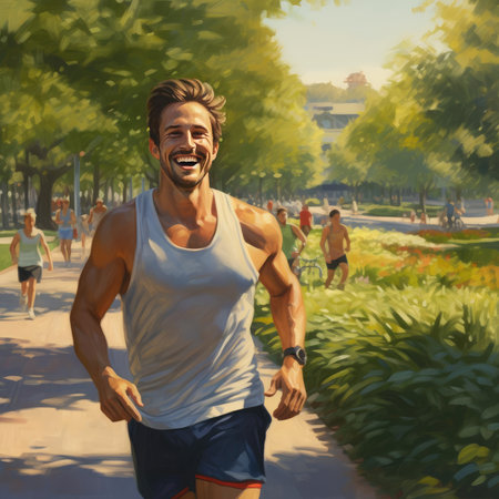 Man doing sports in the parkの素材