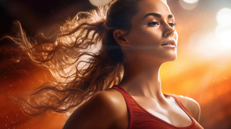 Beautiful young woman doing sportsの素材